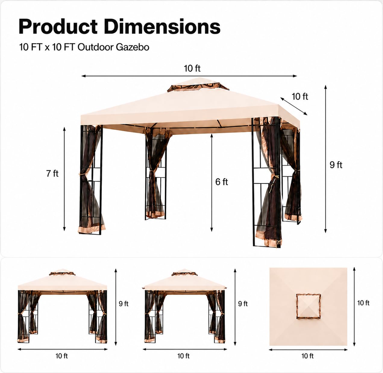 LAUSAINT HOME Outdoor Gazebo 13 x 11 FT, Steel Frame Garden Gazebo with Ventilated Double Roof & Mesh Netting, Patio Party Canopy Shelter for Backyard, Lawn & Deck, Navy Blue
