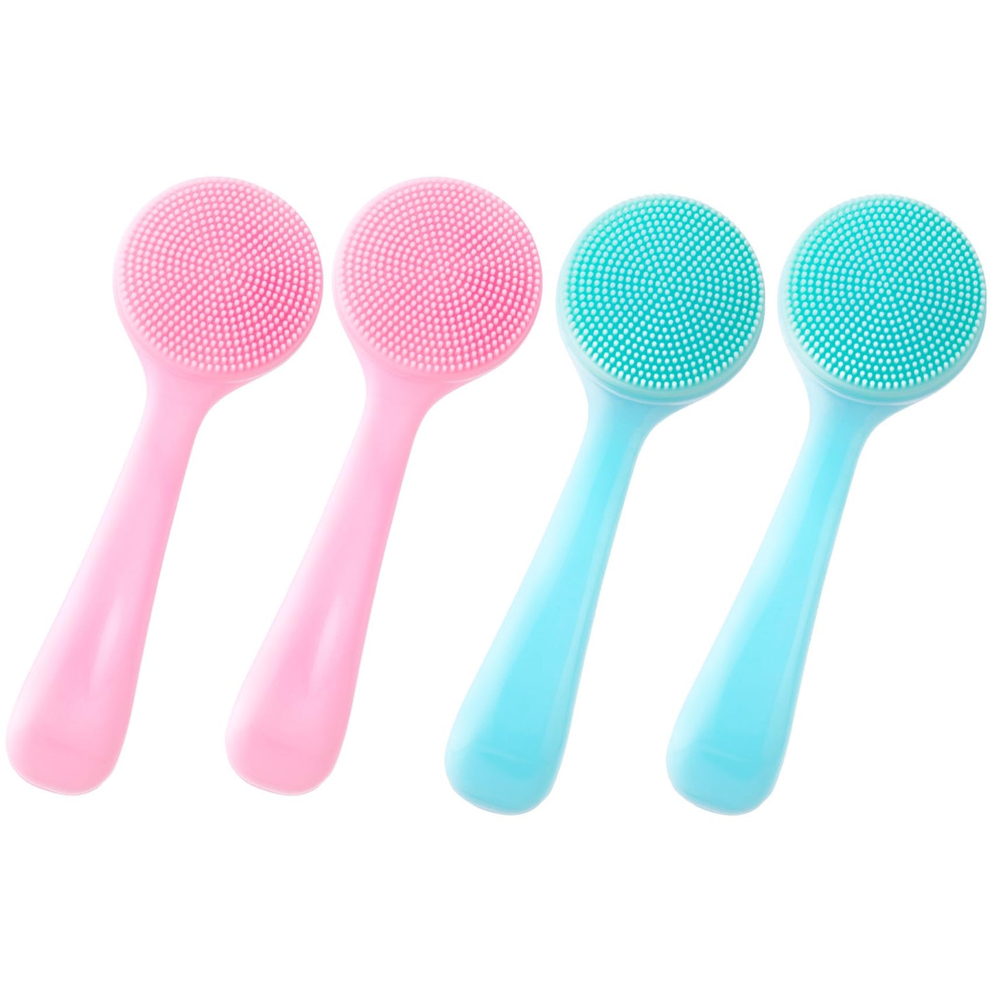 2 Pack Silicone Manual Facial Cleansing Brush, Skin Friendly Waterproof Face Cleaning Scrubber Exfoliator Cleanser for Blackheads Whiteheads Makeup Residues Removal- Blue & Pink