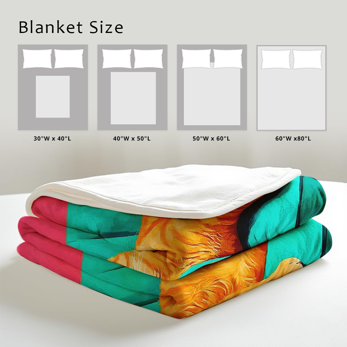 HUNXIAOJ Cat Print Throw Blanket Soft Bed Couch Throw Kitten Flannel Blanket Cozy Bedding Gifts for Cat Lovers (49"x59")