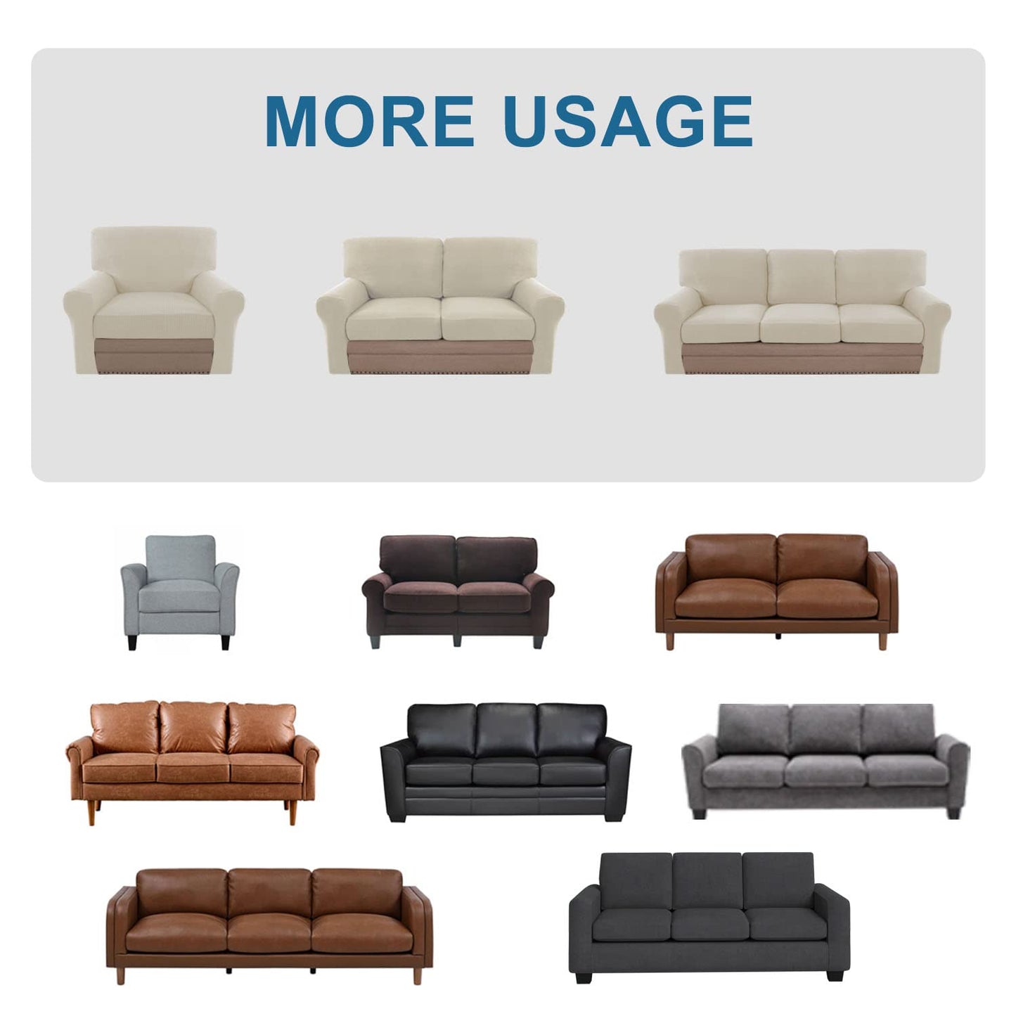 H.VERSAILTEX Multi-Pieces Sofa Covers Stretch Couch Covers Form Fitted Seats and Back Cushions Covers (3 Seat Covers Plus 3 Back Cusion Covers, Bonus 2 Armrest Covers), Island Fossi