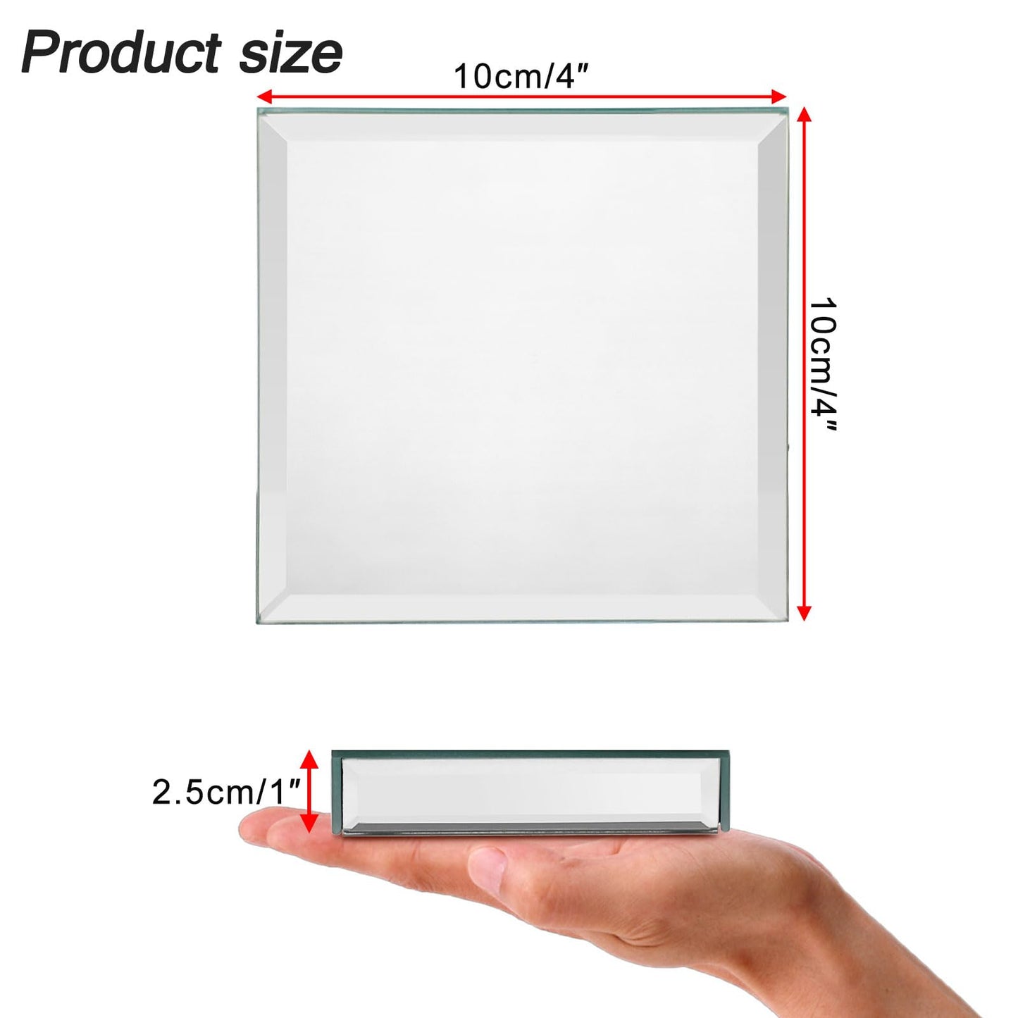 Hipiwe 2 Packs Mirrored Display Risers Stand Glass Mirrored Showpeice Figures Display Base Square Jewelry Display Stand Blocks for Trinkets Perfume Watches Collectibles Photography Props,4 inches