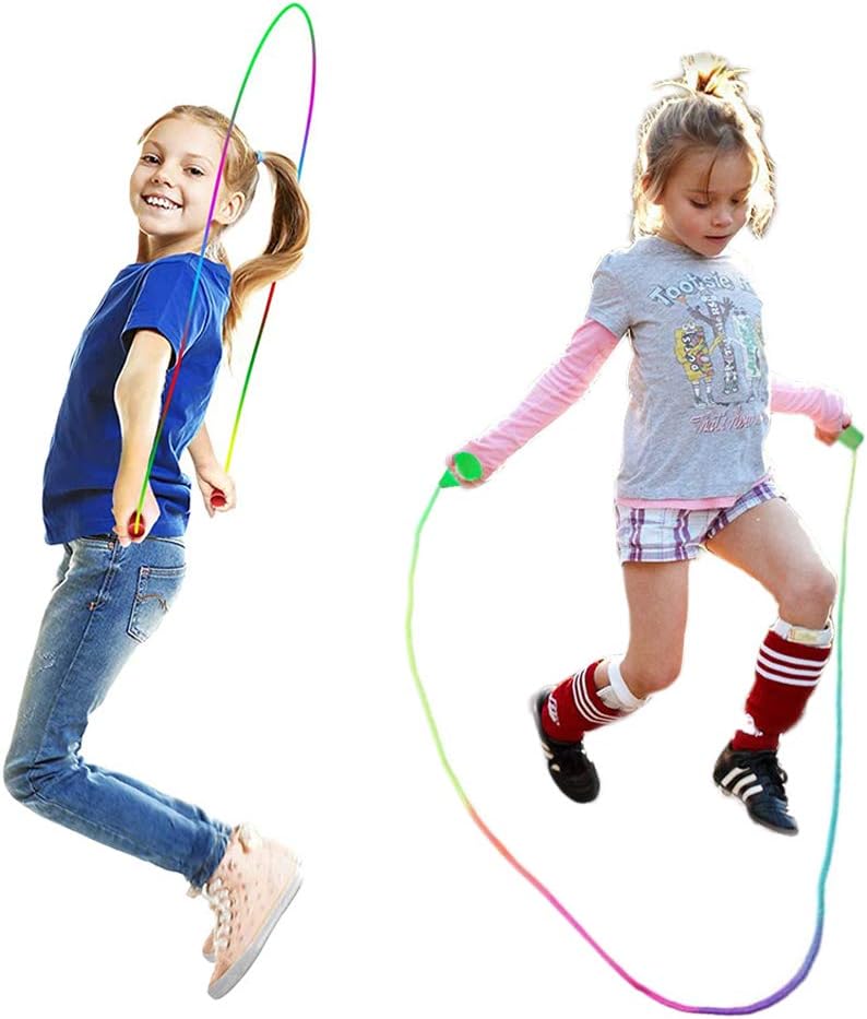10 pcs Rainbow Jump Rope Set Durable Nylon Skipping Ropes,Safty Vibrant Jumping Ropes for Girls or Boys Physical Education Skipping Rope(7.2 Feet)