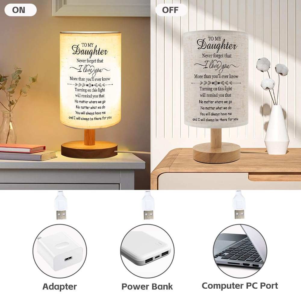 ZuEiiDop Daughter Valentines Gifts to My Daughter Table Lamp Christmas Easter Gifts for Adult Daughters from Mom Dad Mothers Day I Love You Graduation Birthday Gift for Grown Daughters Bedside Lamp