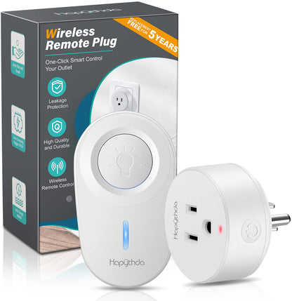 [2 Pack] HAPYTHDA Wireless Remote Control Outlet Plug, No Wiring Needed Remote Light Switches Kit, 500 Feet RF Range 15A/1500W Electrical Remote Outlet for Light, Small Electrical Appliance, Black
