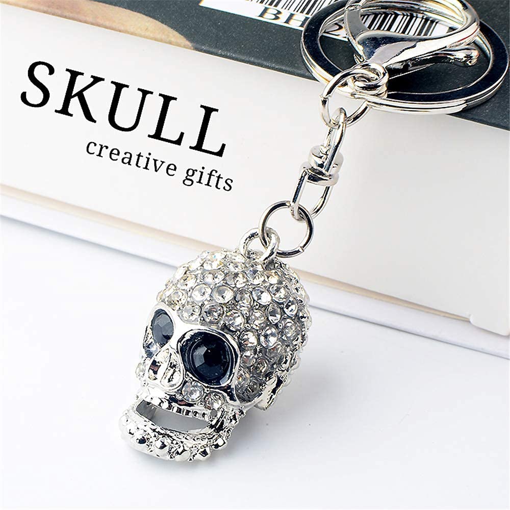 LXSSLY Skull Keychain for Men,Diamond Keychain,Punk Style Rhinestone Key chains,Crystal Skull Keyrings,Car Keychains for Men Women