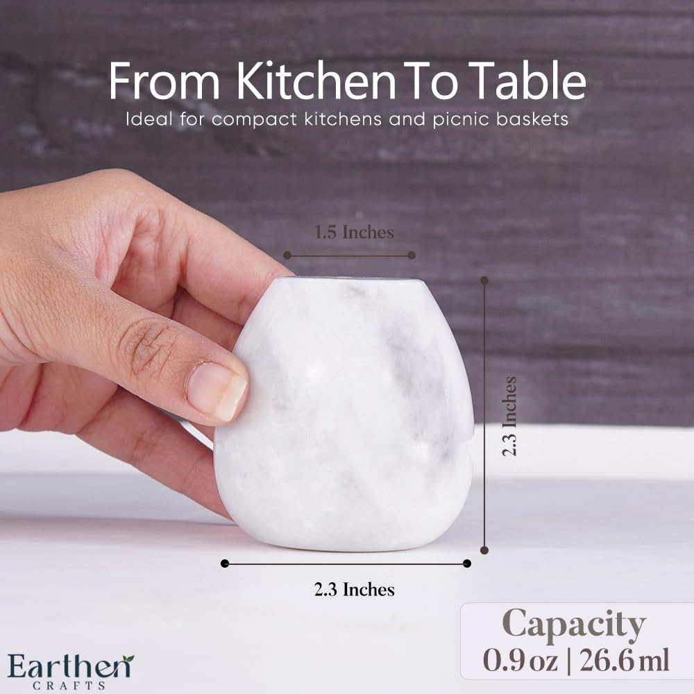 Earthen Crafts Marble Salt and Pepper Shakers Set of 2 Green Onyx & White 2.3" Inches Salt & Pepper Storage Container, Spice Dispenser for Dining Table Countertop Accessory, Kitchen, Home, Restaurant