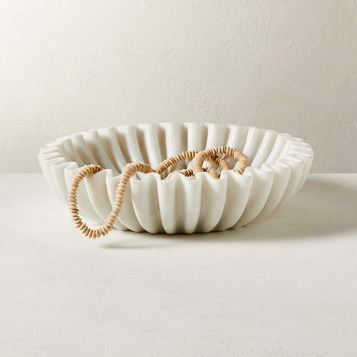 LE HOME DECOR Ruffle Marble Scalloped Bowl 6 inches, White Wavy Bowl, Handmade Fluted Dish, Marble Ruffle Centerpiece, Stone Jewellery Display