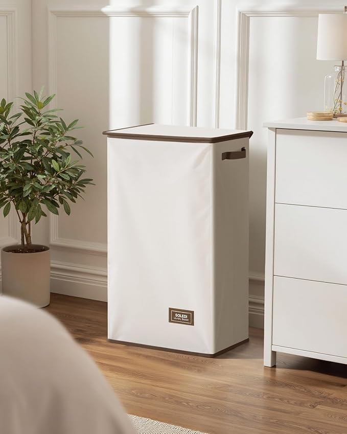 SOLEDI Clothes Hamper with Lid - 100L XL - Large Laundry Basket with Removable
