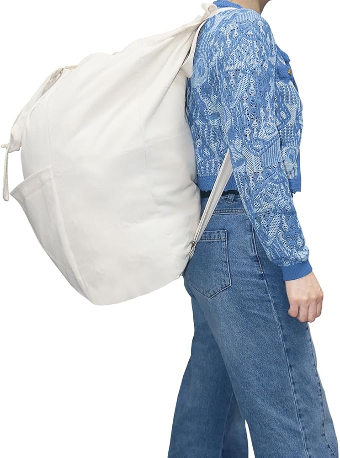 100% Breathable Cotton Canvas Laundry Backpack Bags