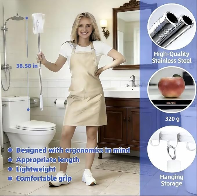 Snap Grip Mini Mop Stick with 39in Handle — Zero-Touch Gap Dust Cleaner &