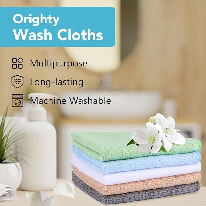 Orighty Wash Cloths Bulk Towels Set 200 Pack, Highly Absorbent and Soft Feel
