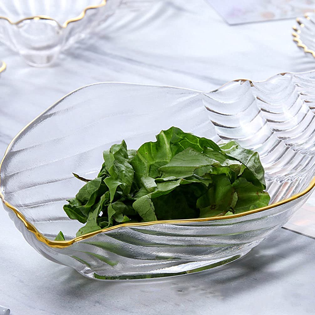 DOITOOL Sea Shell Bowl Glass Salad Plate Sauce Dishes Sushi Plate Dessert Plate Appetizer Plate Fruit Plate Serving Dishes for Home Kitchen