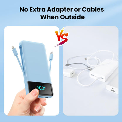 Portable Charger for iPhone with Built in Cables and Wall Plug,Upgraded 13800mAh Fast Charging USB C Power Bank,4 Outputs Travel Essential Battery Pack Compatible with iPhone 15/14/13,Samsung-Purple