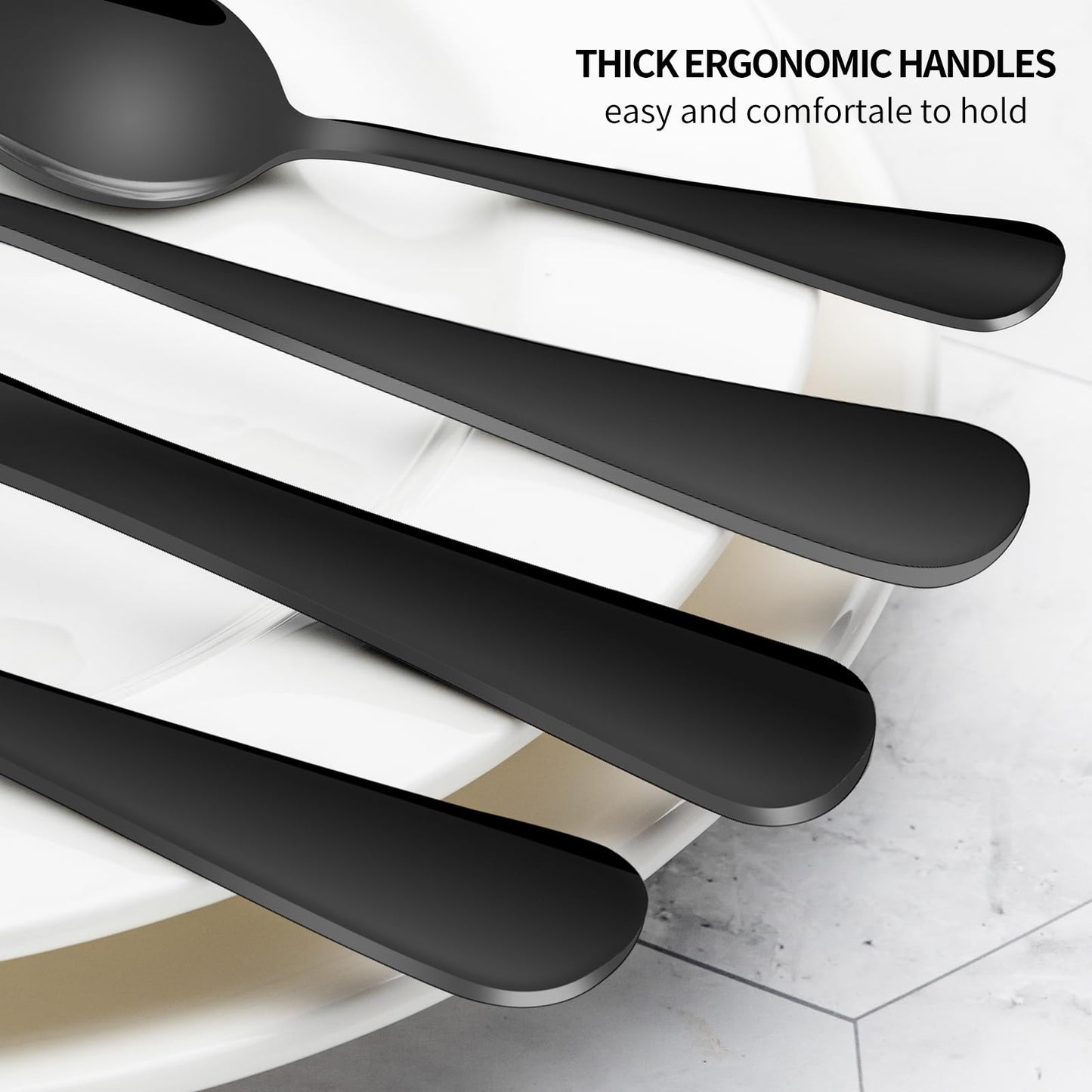 YADALEKF Black Silverware Set,Satin Finish 40-Piece Stainless Steel Flatware Set for 8, Kitchen Eating Utensil,Cutlery Tableware Set Includes Forks Spoons Knives, Dishwasher Safe