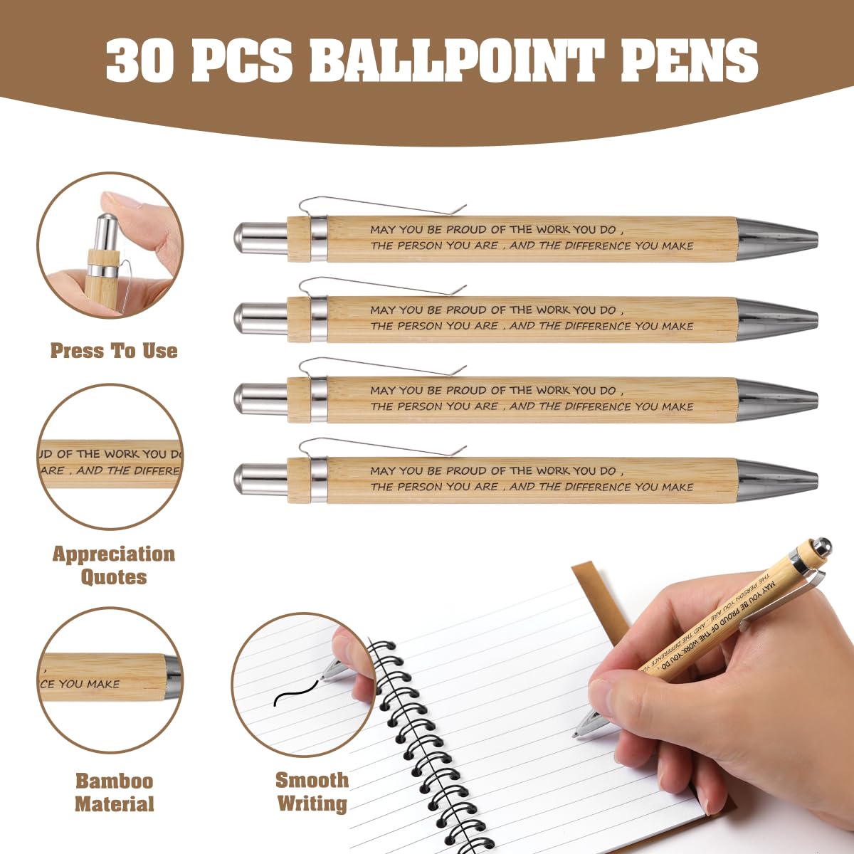 zjdbset 30 Sets Employee Appreciation Gifts Bulk Inspirational Spiral Notebook with Motivational Pens and Sticky Notes for Coworkers,Teachers,Office Staff,Nurse,Colleagues,Volunteer Thank You Gifts