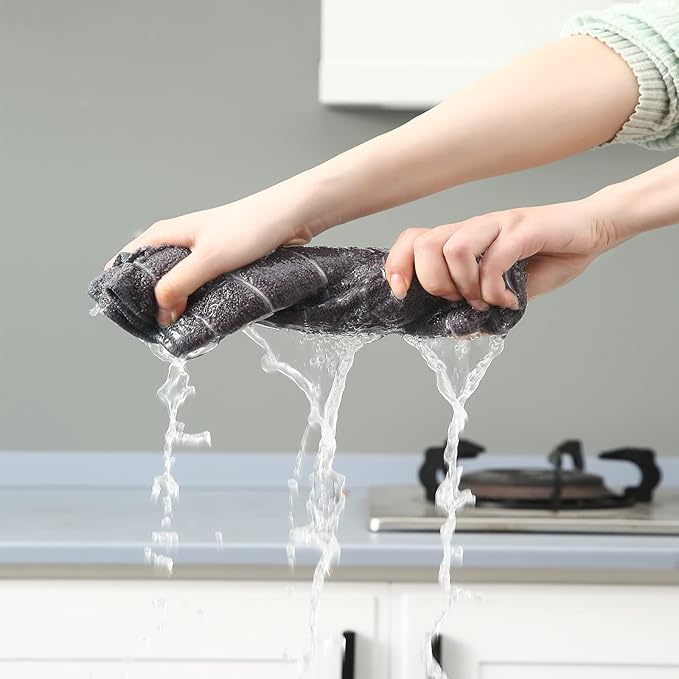 Microfiber Kitchen Towels and Dishcloths Set, 26 X 18 Inch and 12 X 12 Inch