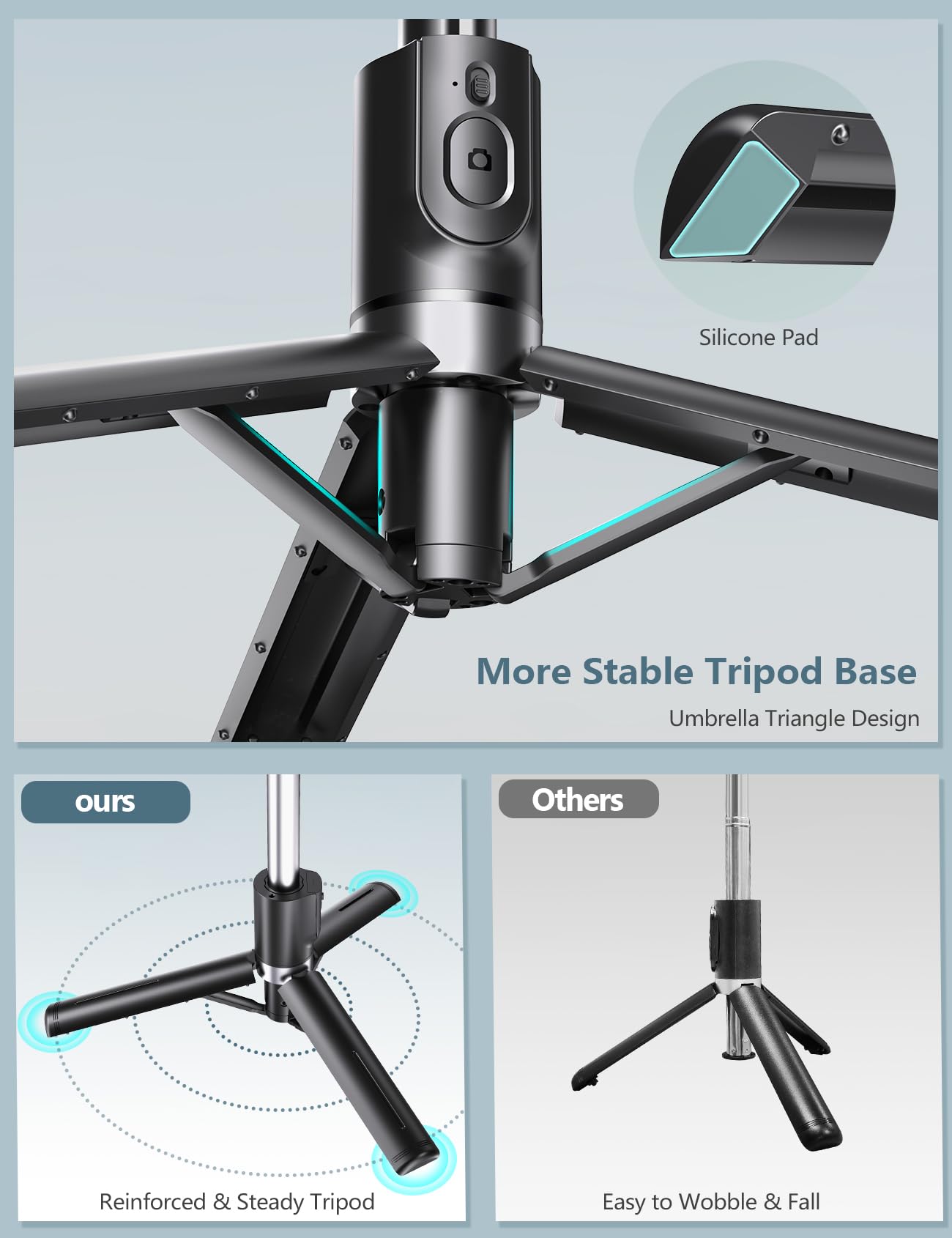 Selfie Stick Tripod with 2 Fill Lights, 45'' Extra Long Phone Tripod with Detachable Remote, Compatible with iPhone, Samsung, Smartphones