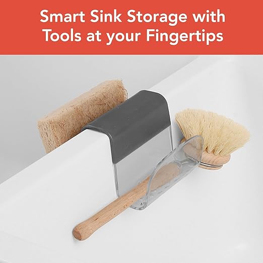 Spectrum Sink Saddle for Kitchen Sink Gray Slate Tint Sponge and Brush Holder