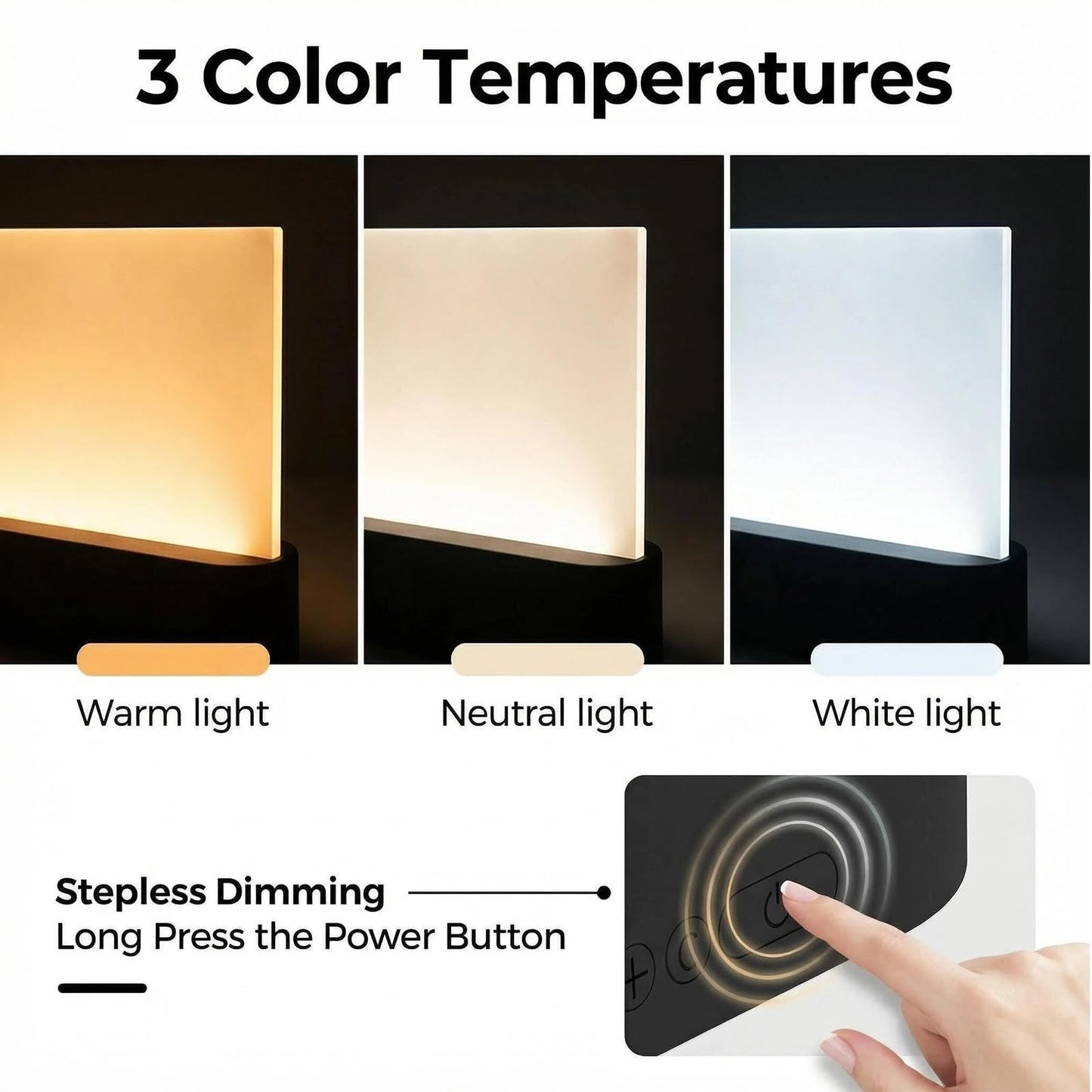 Book Lights for Reading at Night LED Rechargeable Lamp for Full Page Books in Bed Portable Flat Panel Bookmark Light Lovers Gifts Booklights Luz Para Leer Libros De Noche Lámpara En La Cama (White)