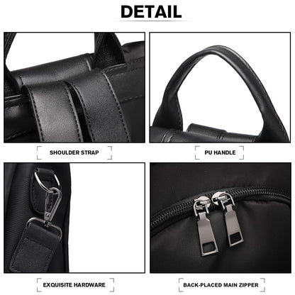 Miss Lulu Anti Theft Backpack for Ladies – Black Waterproof Rucksack School & Work Bag | Womens Backpack Travel Essentials with Pom Pom