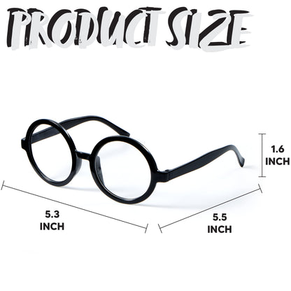 Spooktacular Creations Wizard Glasses, Halloween Black Round Glasses, Black Circle Eyeglasses for Kids & Adults Halloween Accessories Costume