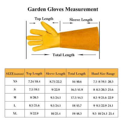 Leather Gauntlet Gardening Gloves for Women and Men, Breathable Rose Pruning Gloves with Thorn Proof Gauntlet, Long Durable Cowhide Sleeves Garden Gloves Work for Gardener and Farmer(M,Yellow)