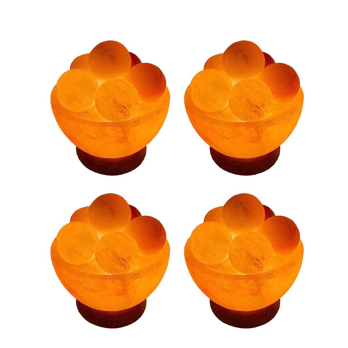 HAMMERSTONE Himalayan Bowl Salt Lamp with Wooden Base Case Pack 4