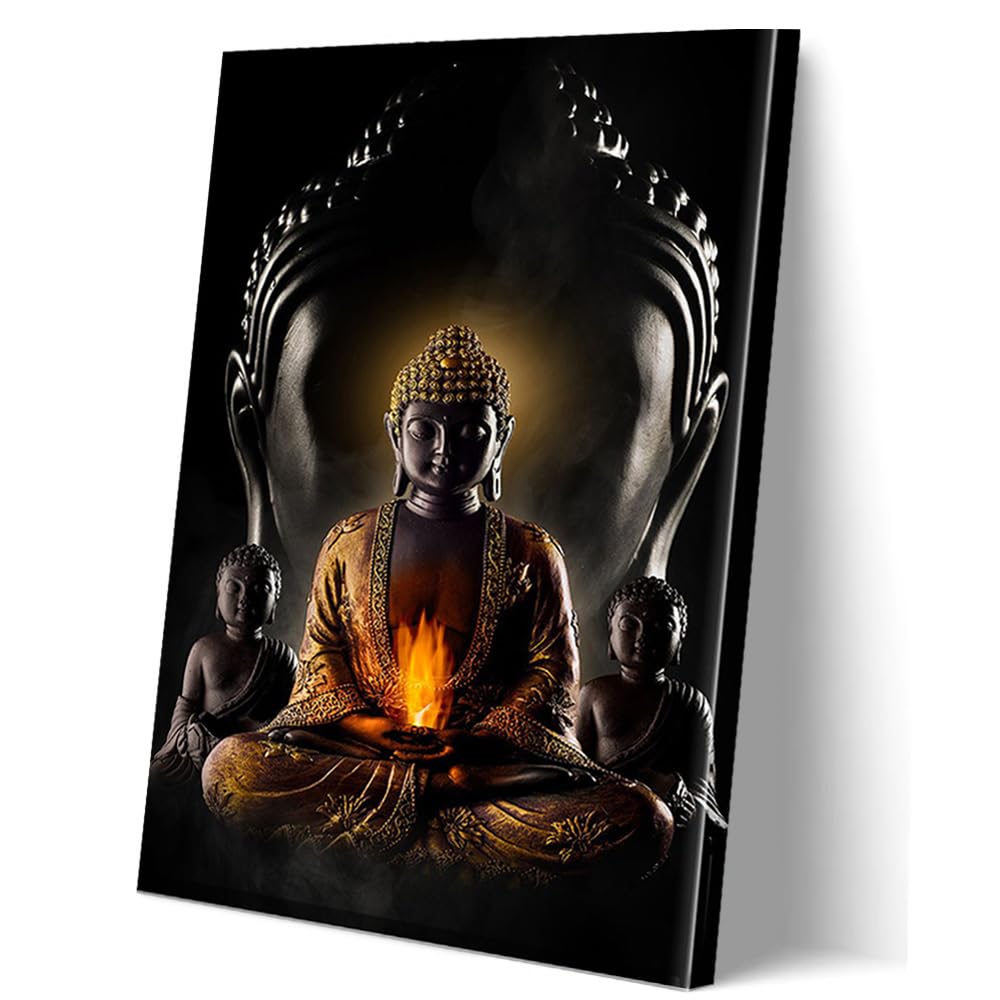 Abstract Buddha Painting Wall Art - Buddhist Wall Art Modern Meditation Art Buddha Artwork for Living Room Yoga Room Hindu Wall Decor Framed Zen Wall Art 12x16in/30x40cm