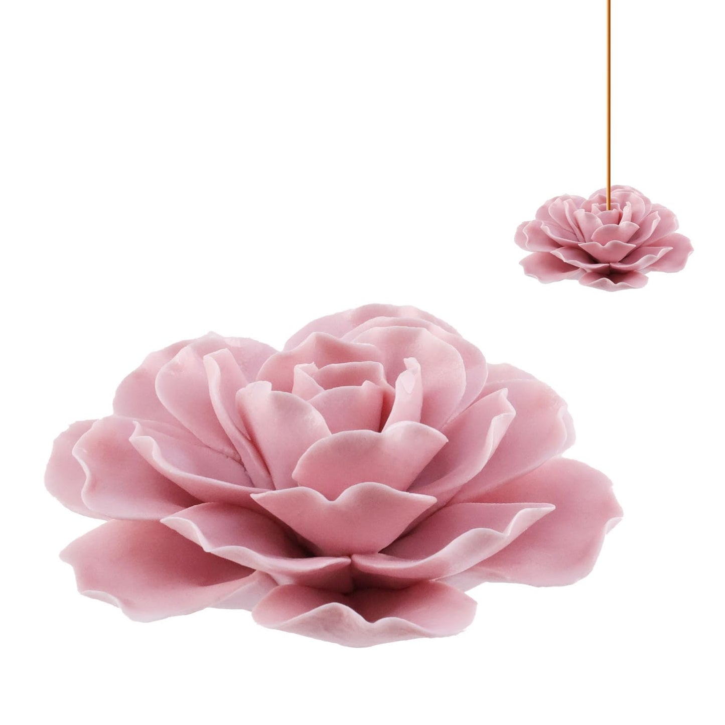 Bitray Pink Incense Holder 3.35" Dia Burner Holder Ceramic Flower Incense Sticks Holder for Yoga Studio