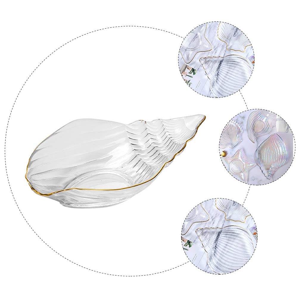 DOITOOL Sea Shell Bowl Glass Salad Plate Sauce Dishes Sushi Plate Dessert Plate Appetizer Plate Fruit Plate Serving Dishes for Home Kitchen