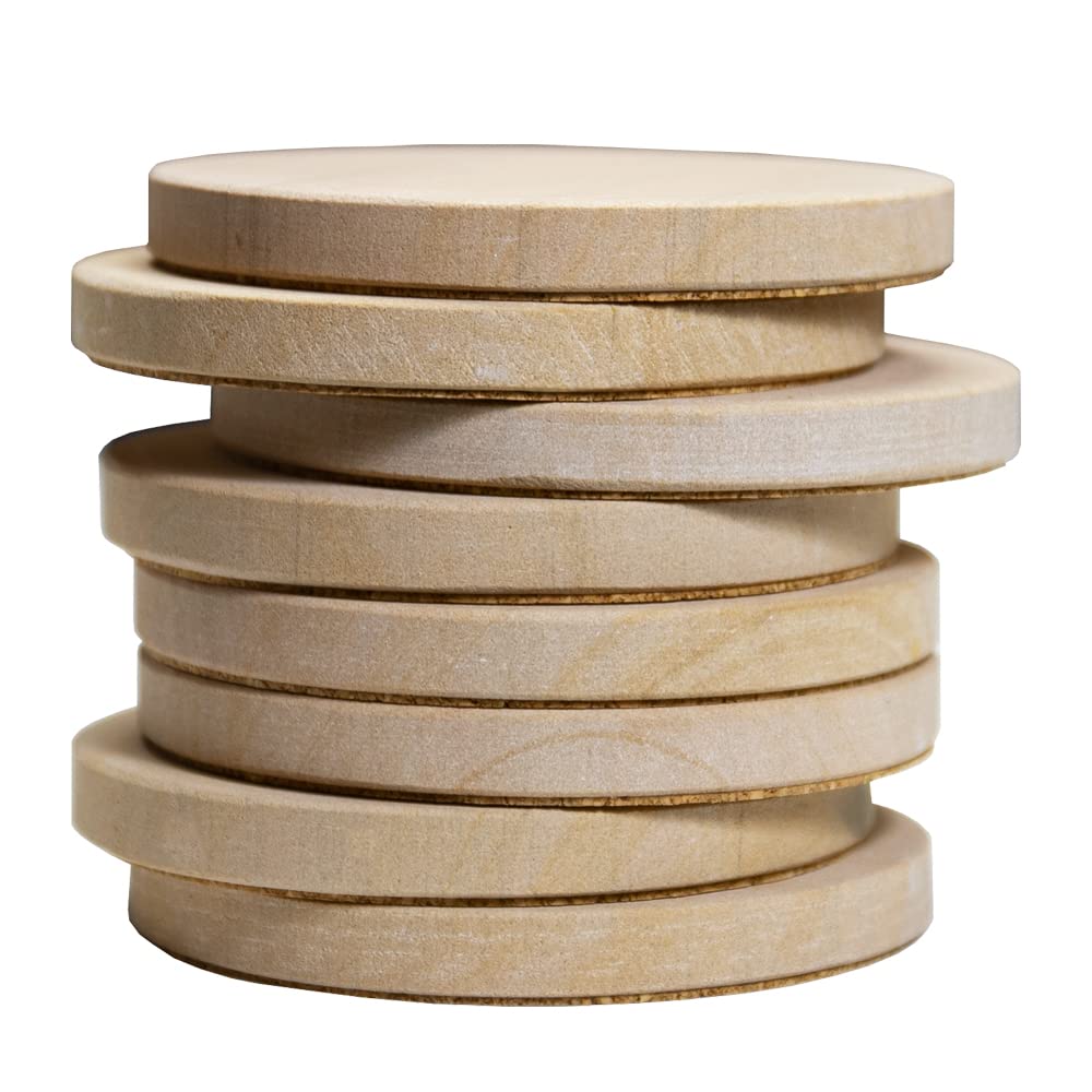 MONKEY SUN 8 Pack Natural Sandstone Water Absorbent Hand Crafted Round Coasters Bulk, 4 x 4 Inches Stone Coasters for Drink Bar Kitchen Home, Used for DIY and Carving, Set of 8