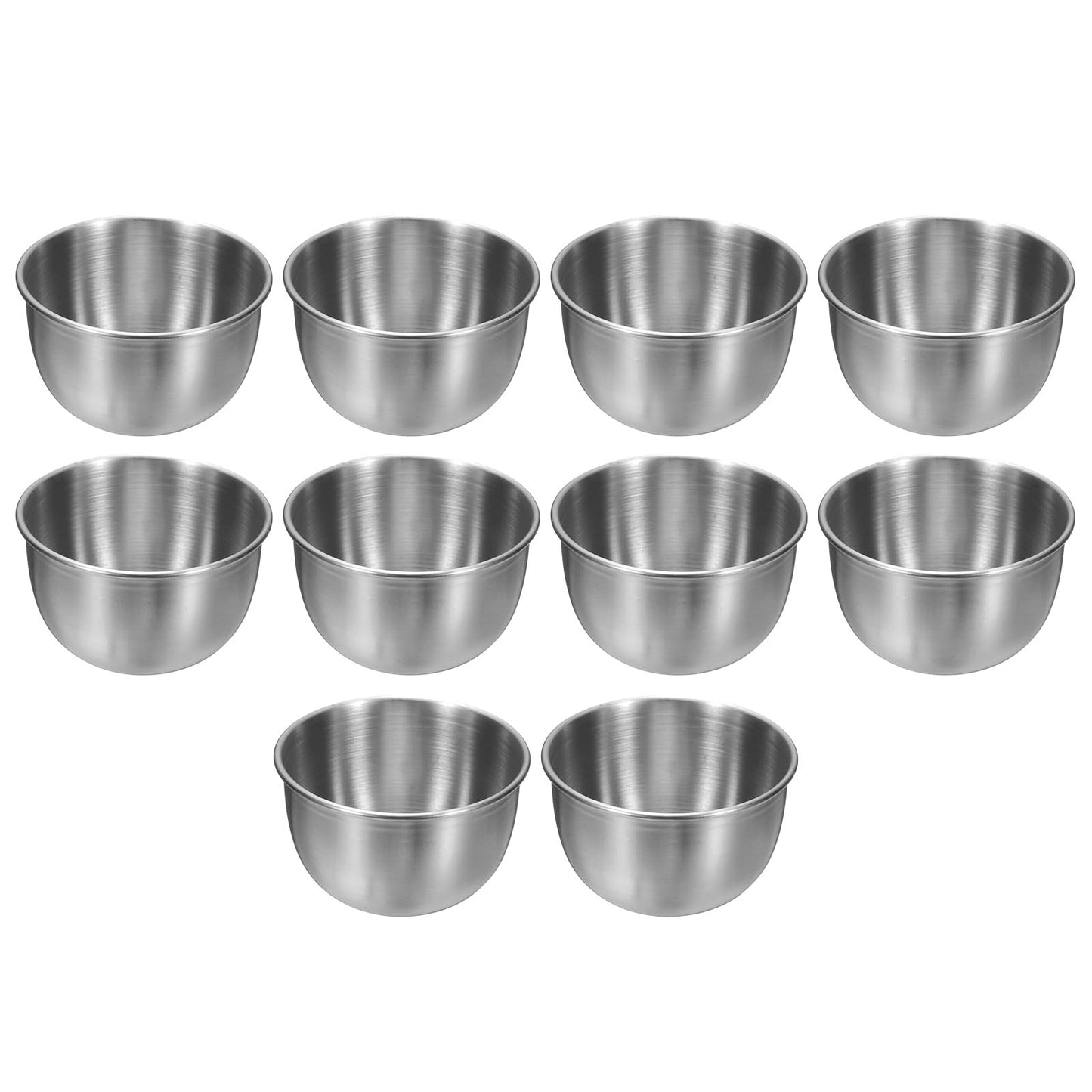 uxcell 3 Inch Stainless Steel Sauce Dishes, 10 Pcs Mini Individual Round Seasoning Dishes Condiment Tray Sushi Dipping Bowl Mixing Saucers Appetizer Plates for Prep Side Dish, Silver