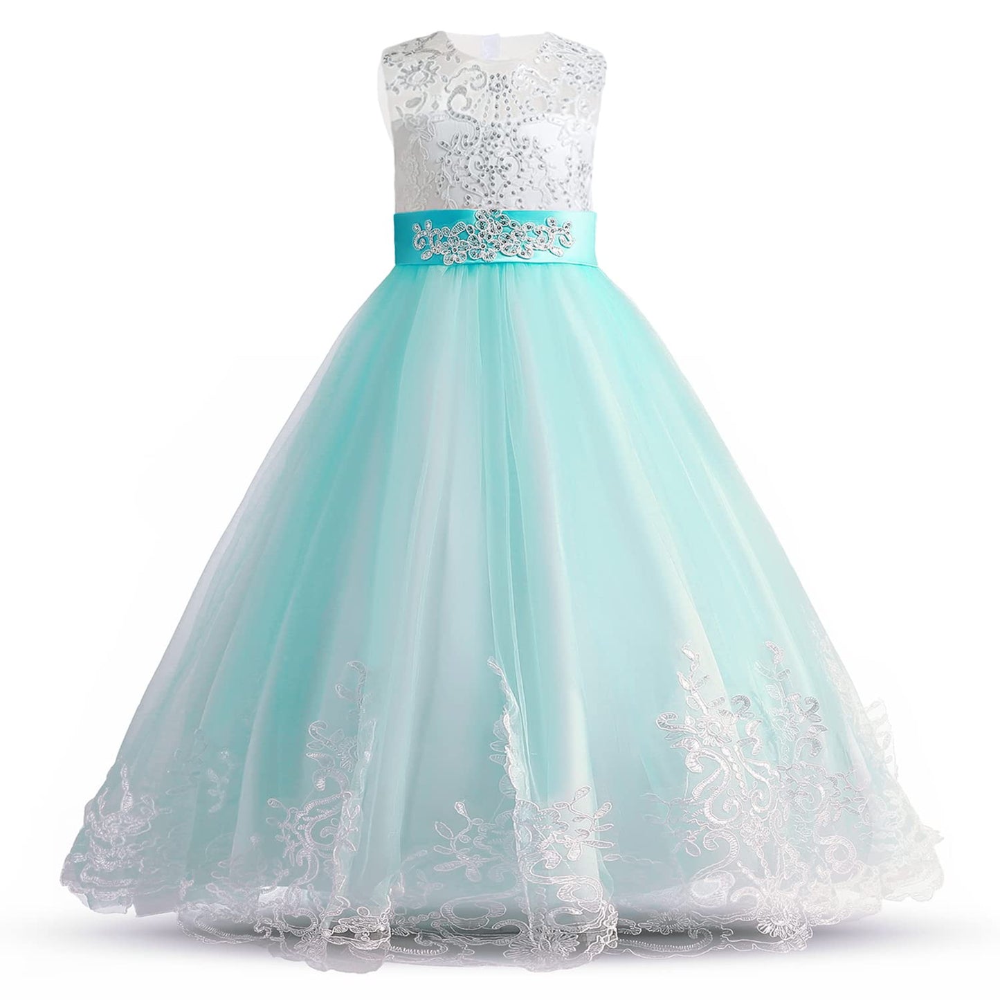 NNJXD Girls Princess Pageant Dress Kids Prom Ball Gowns Wedding Party Flower Dresses (10-11 Years, Blue 4)