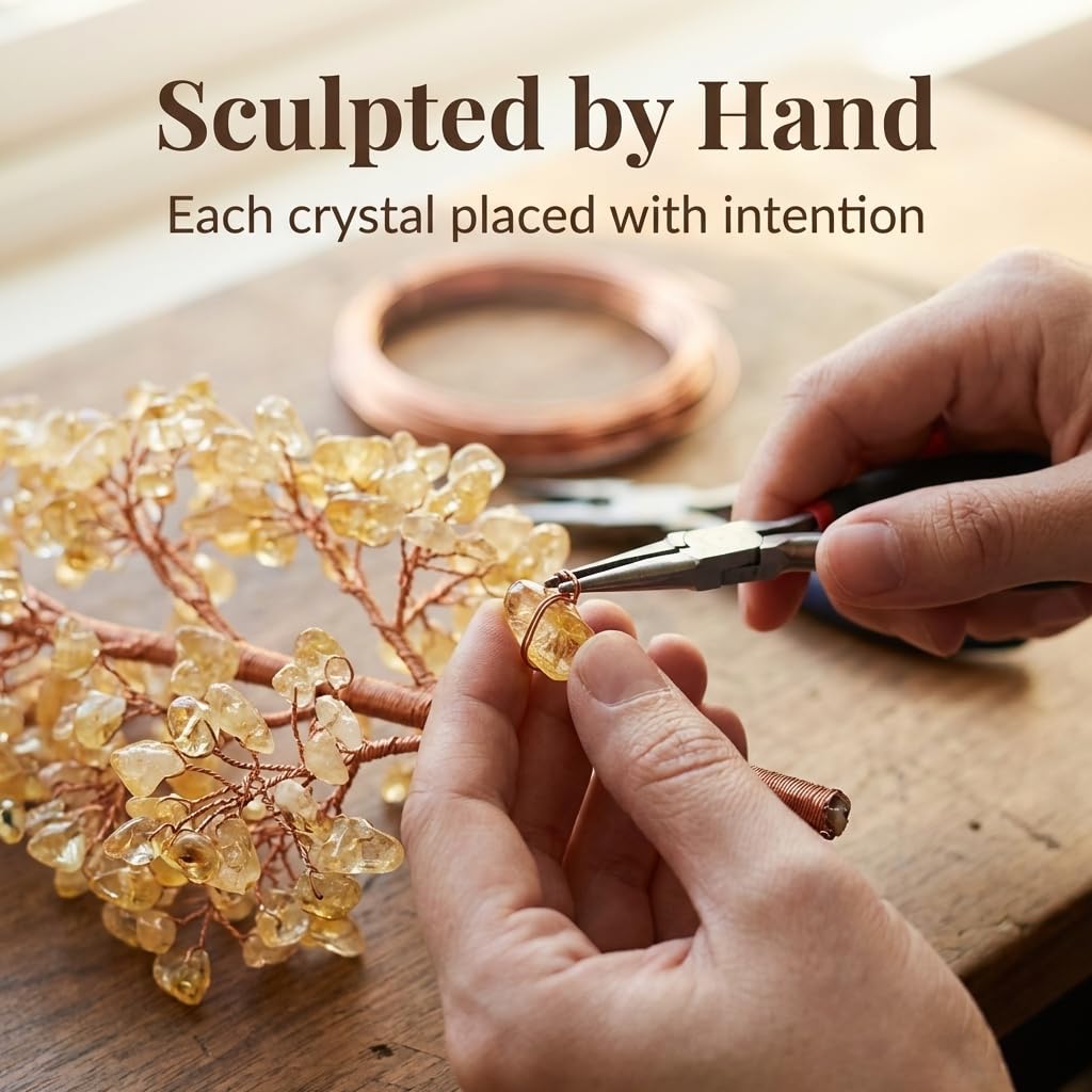 FATONIO Citrine Crystal Tree, Handmade Yellow Gemstone Chakra Healing Feng Shui Bonsai Tree, Friend and Women' Gfit for Wealth and Prosperity, Office Desk Home Decor Housewarming Birthday Gift