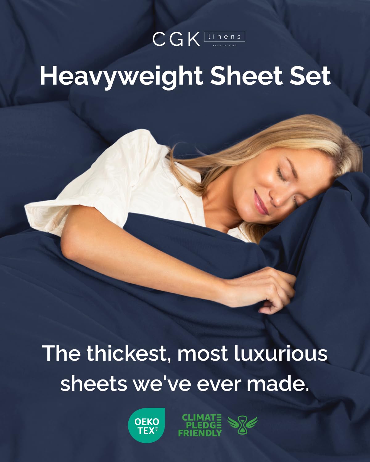 Extra Thick Heavyweight Queen Size 4 Piece Sheet Set – High End Super Luxury Bed Set – Premium Heavyweight Hotel Quality Sheets w/ Deep Pockets - Easy-Fit - Ultra-Soft, Warm & Wrinkle Free - Navy Blue