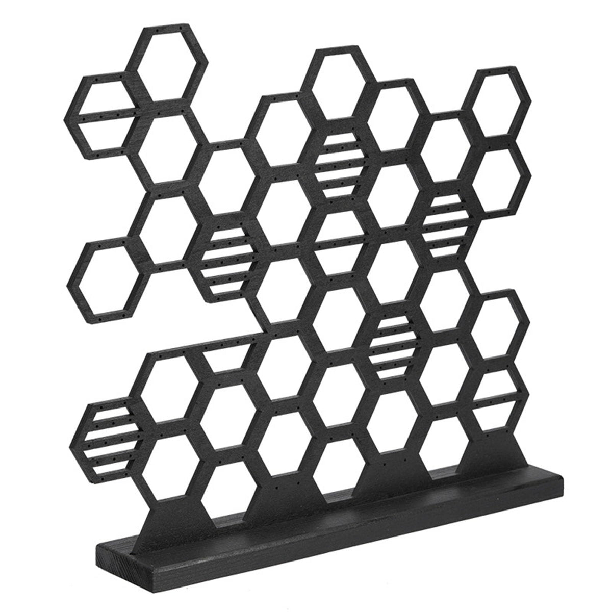 ZHU YU CHUN 1 PC Honeycomb Earring Holder - Multi-functional Earring Organizer and Jewelry Display Stand for Earrings, Ear Studs, and Hooks, Durable and Stylish Desktop Storage(Black)