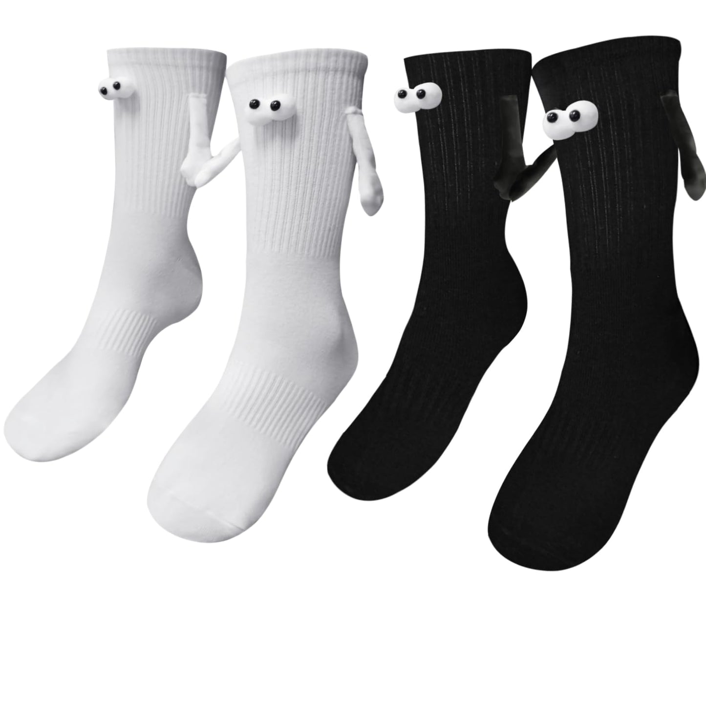 SUUYOO Magnetic Hand Holding Socks, Funny Socks for Women Men, Crazy Silly Sock for Kids, Cute Couple Friendship Sister White Elephant Novelty Gifts