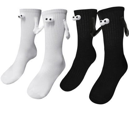 SUUYOO Magnetic Hand Holding Socks, Funny Socks for Women Men, Crazy Silly Sock for Kids, Cute Couple Friendship Sister White Elephant Novelty Gifts
