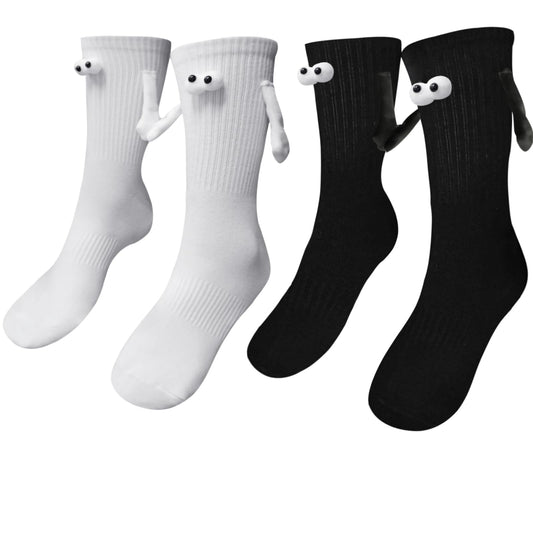 SUUYOO Magnetic Hand Holding Socks, Funny Socks for Women Men, Crazy Silly Sock for Kids, Cute Couple Friendship Sister White Elephant Novelty Gifts