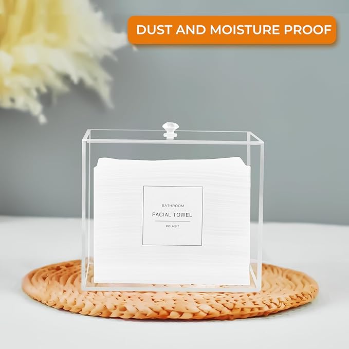 Disposable Face Towel Holder, Acrylic Face Towelettes Storage Box Compatible