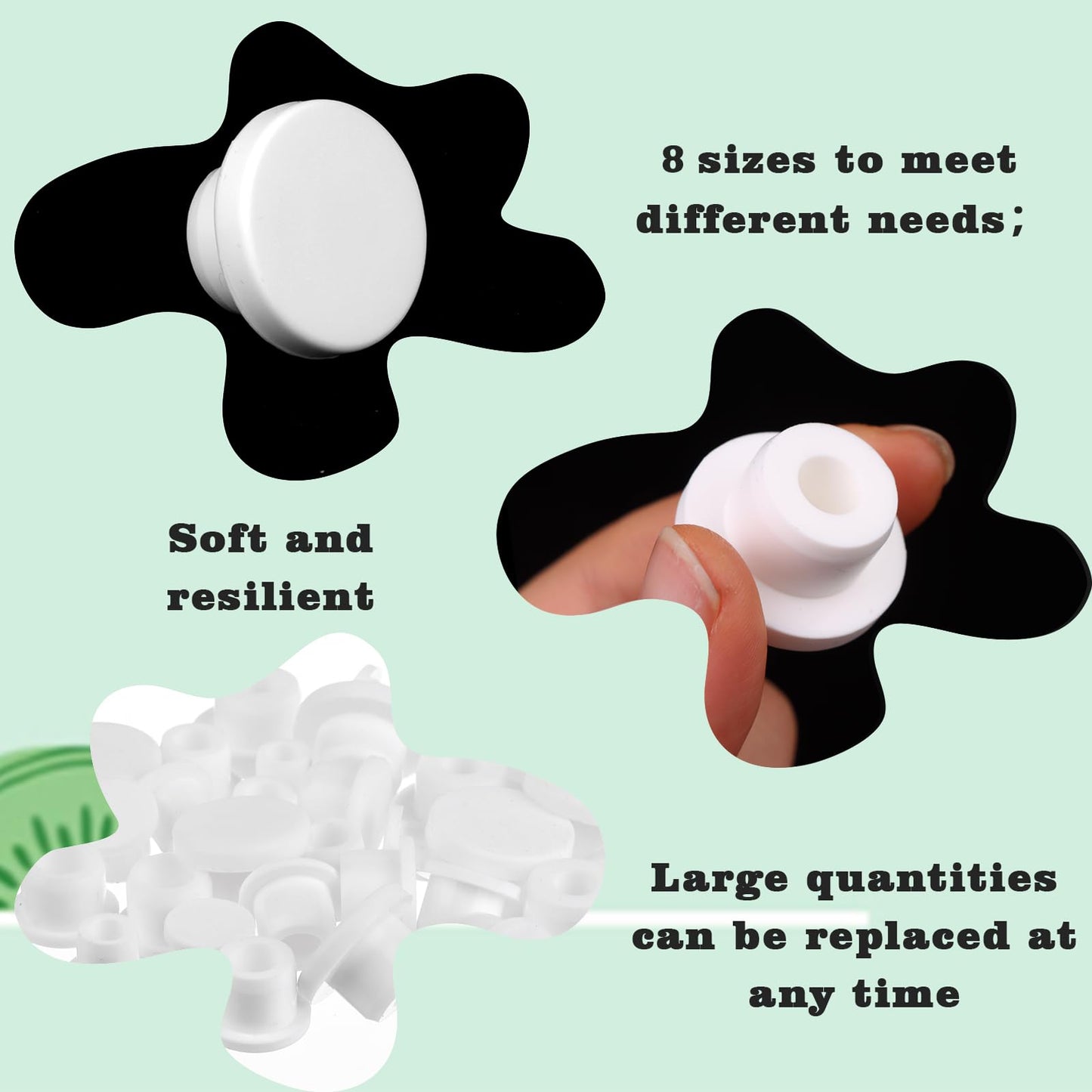 32Pcs Silicone Salt And Pepper Shaker Stoppers 14,15,16,17,18,19,21 mm Stoppers for Salt and Pepper Shakers,Salt Shaker Plug Replacement Salt and Pepper Shaker Stoppers Plugs for Pots Bottles Pipes