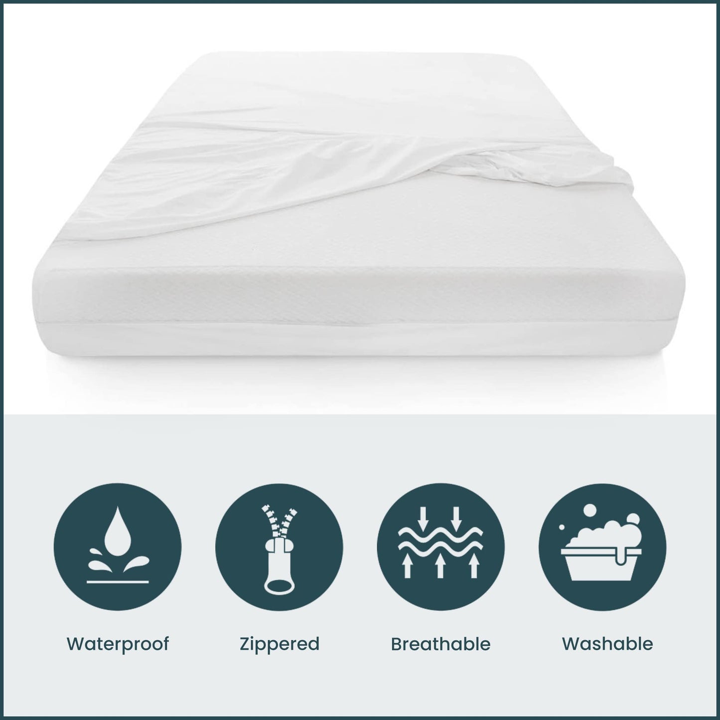 Spinal Sleep, Ultra Soft-Premium Zippered Mattress Protector Cover, Water Proof, Breathable and noiseless, Fits Mattress 10 to 14-Inch, Queen, White