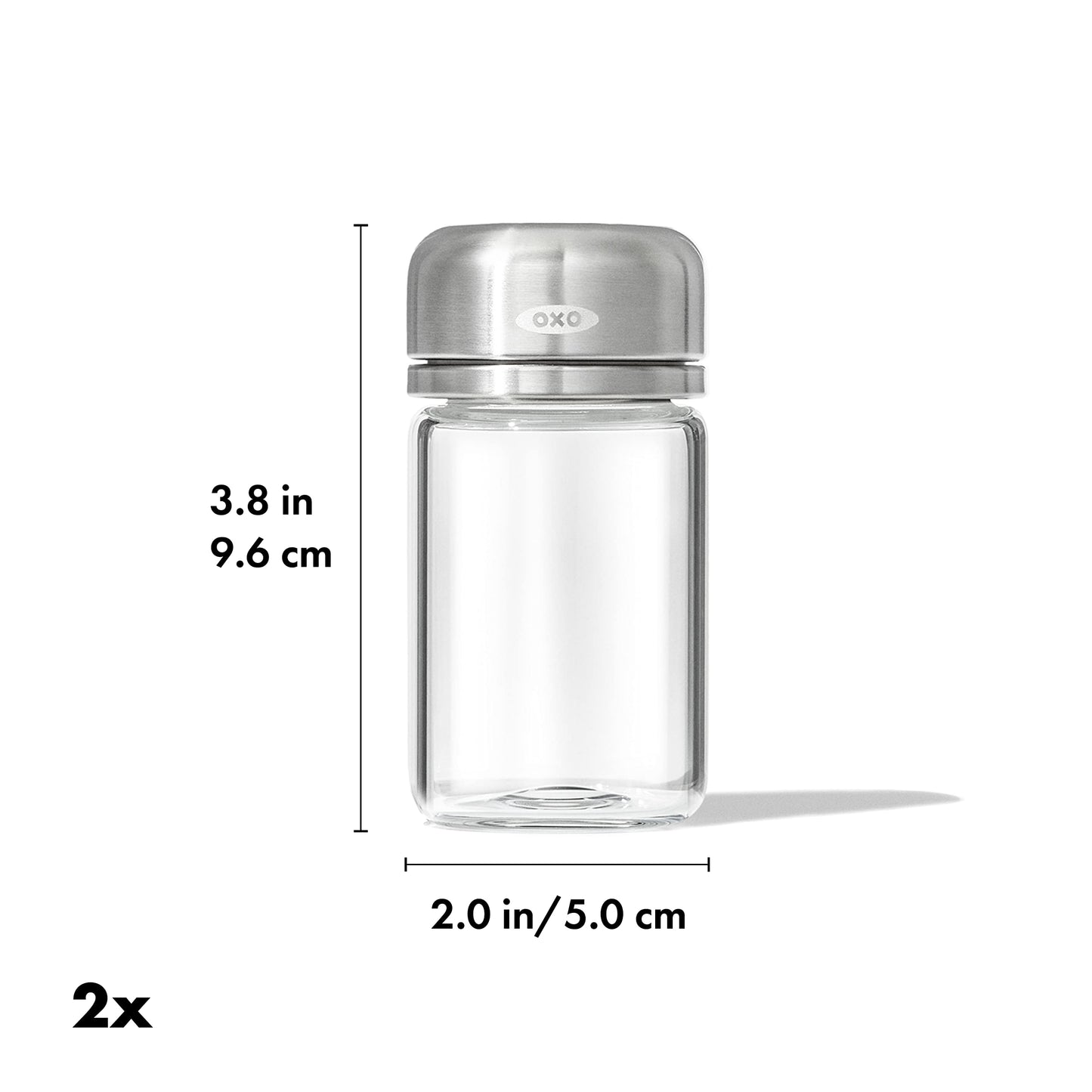 OXO Good Grips Glass Adjustable Salt & Pepper Shaker Set, 3.5 oz Each, Clear