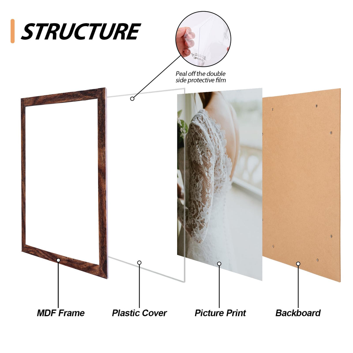 Fixwal Picture Frames, 10 Pack Wooden Collage Picture Frame Set for Wall Gallery Decor, Hanging or Tabletop Display Multi Sizes Photo Frames Including 8x10, 5x7, 4x6, Brown