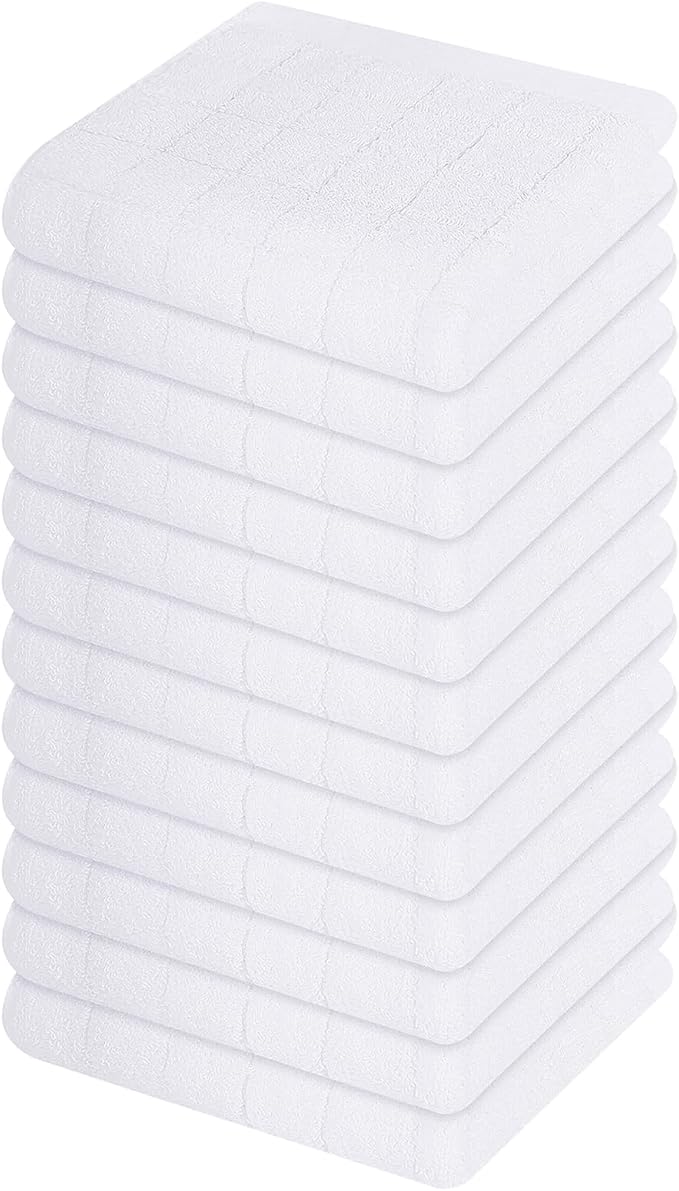 Mordimy 100% Cotton Terry Cloth Dish Cloths, Soft and Absorbent Checkered Dish