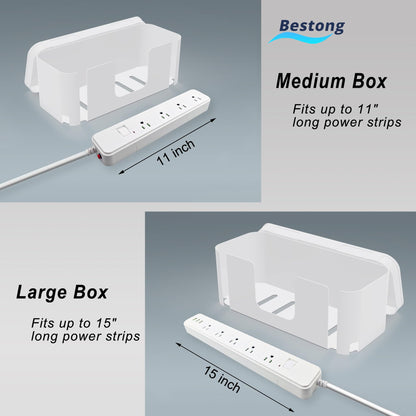 Power Strip Cover Box - Hide Power Strip for TVs and Computers, Electrically Safe Cord Organizer Box, Cord Box Crafted from Durable ABS Material (2pack,White)