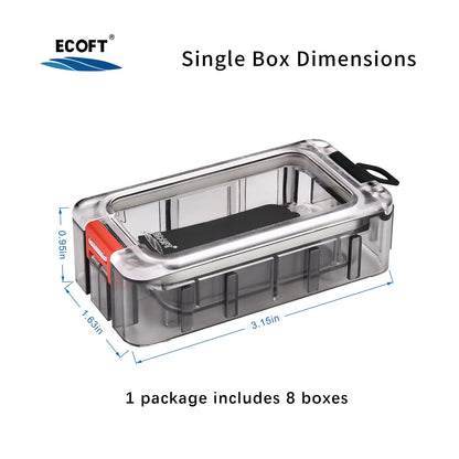 ECOFT Small Tackle Box 8pcs Removable Freely Assemble Fishing Tackle Storage Boxes Strip Seal Luminous Waterproof Fishing Tackle Organizer With Strong Magnetic Function Plastic Storage Organizer Box
