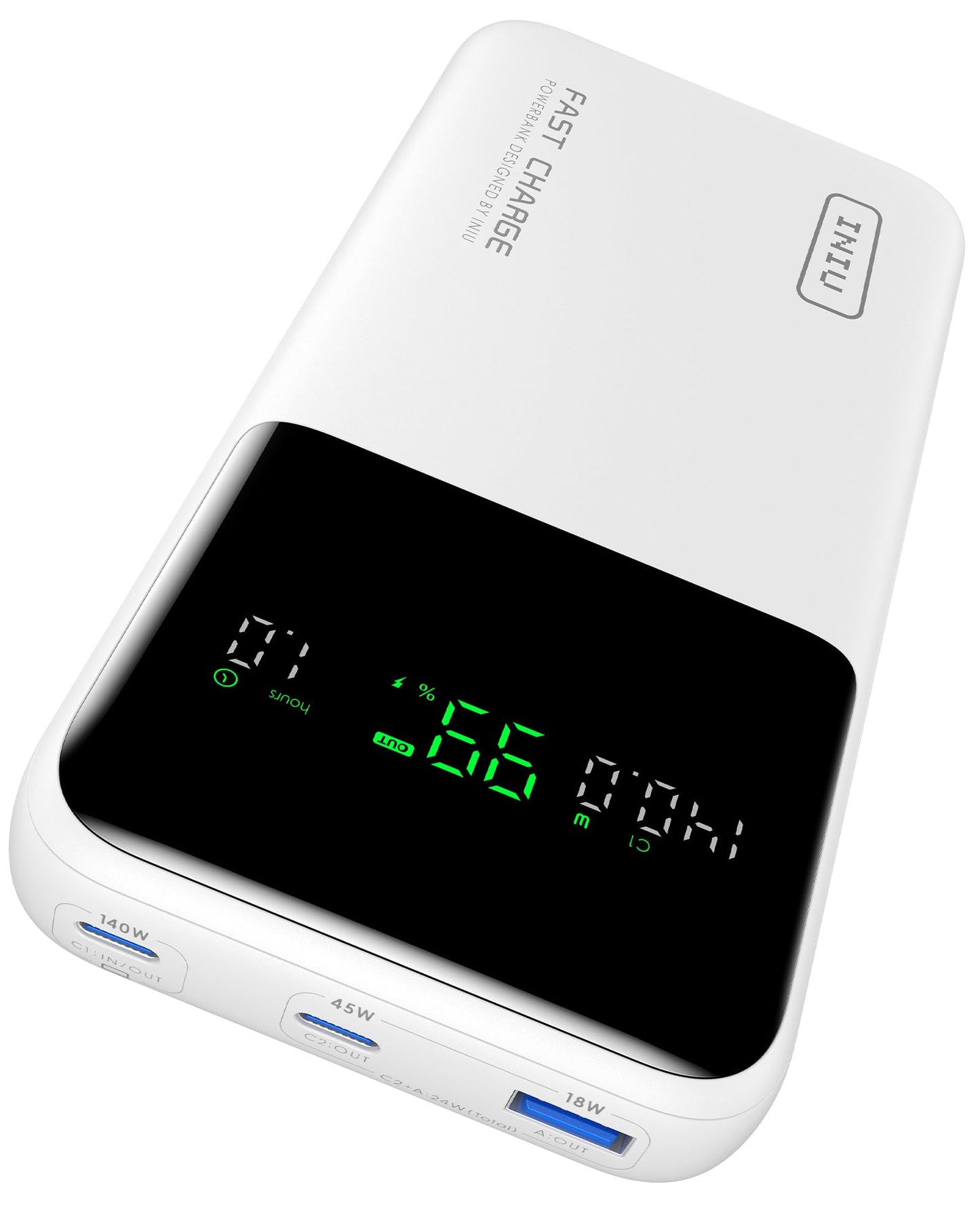 INIU 140W Power Bank, 27000mAh High Capacity Laptop Portable Charger, USB C in&Out Tablet Powerbank, Digital Display Phone Charger, Travel Charger Compatible with iPhone 17 16, iPad, MacBook, Laptop