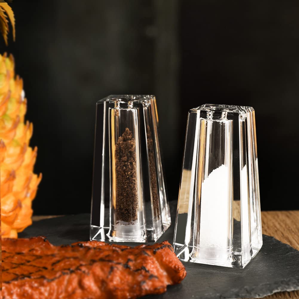 Maxistal Salt and Pepper Shaker Set Spice Dispenser Refillable Design Cut Crystal Seasoning Shaker Kitchen Decor for Cooking Table, RV, Dinner Party, Camping BBQ (Set Of 2)