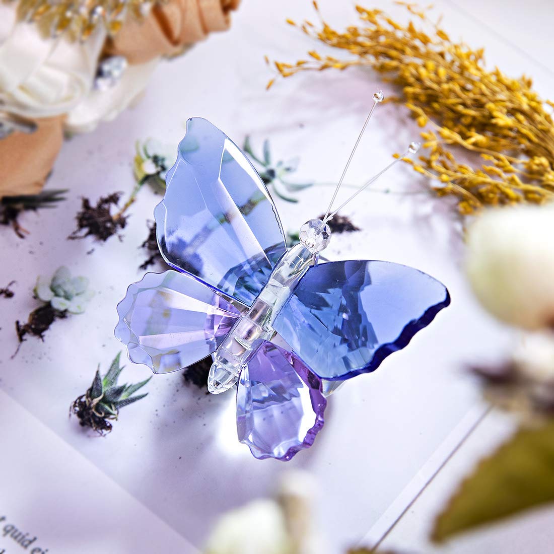 H&D HYALINE & DORA Crystal Butterfly Figurine Collectible Paperweight Home Table Decoration Set